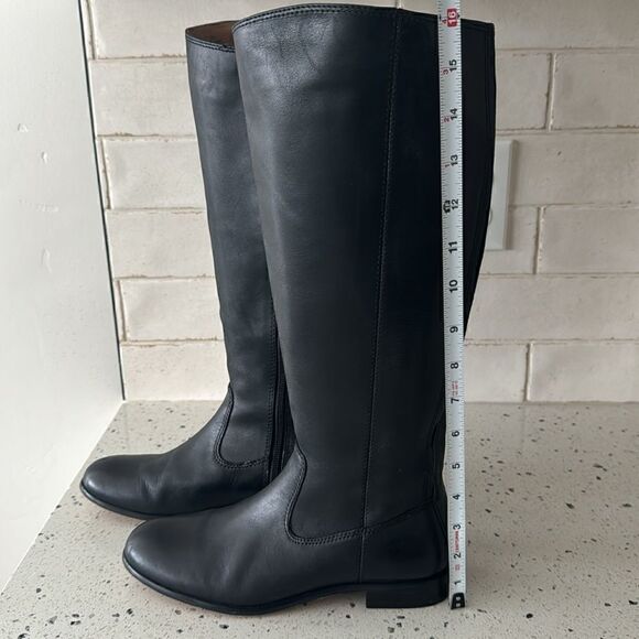 Kenneth Cole NY Mea Women’s Black Leather Knee-High Riding Boots Full Zip Sz 6.5 - Picture 6 of 14